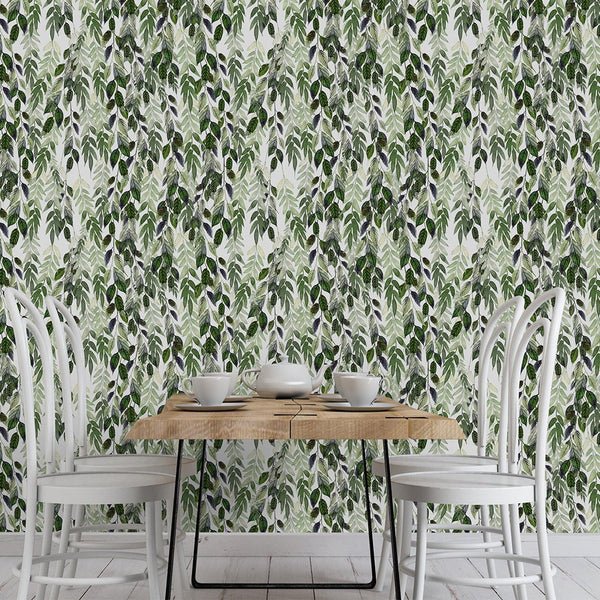 Hanging Vines Leaves Wallpaper CC208 - CostaCover - Peel and stick Removable Wallpaper - Abstract - abstract wallpaper - adhesive wallpaper