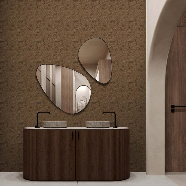 Wood Veneer Mosaic Wallpaper A017 - CostaCover - Peel and stick Removable Wallpaper - about walls - abstract wallpaper - accent wallpaper