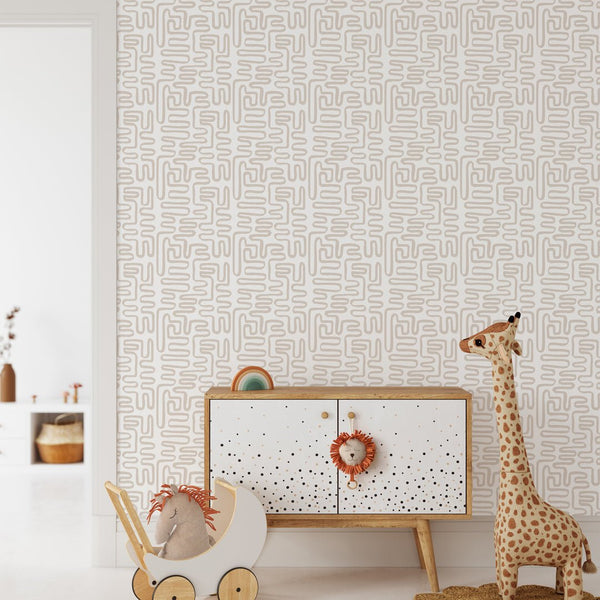 Beige Line Wallpaper W014 - CostaCover - Peel and stick Removable Wallpaper - Abstract - abstract lines - abstract wallpaper