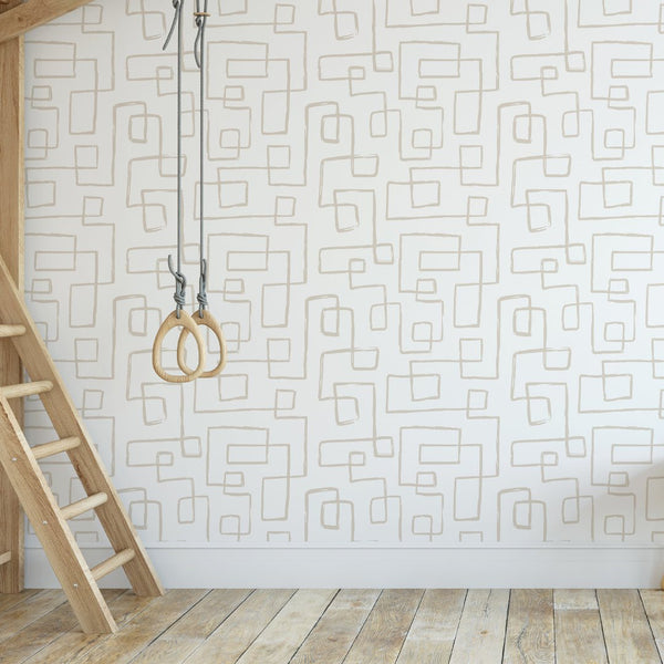 Abstract Beige Line Wallpaper W019 - CostaCover - Peel and stick Removable Wallpaper - Abstract - abstract lines - abstract wall art