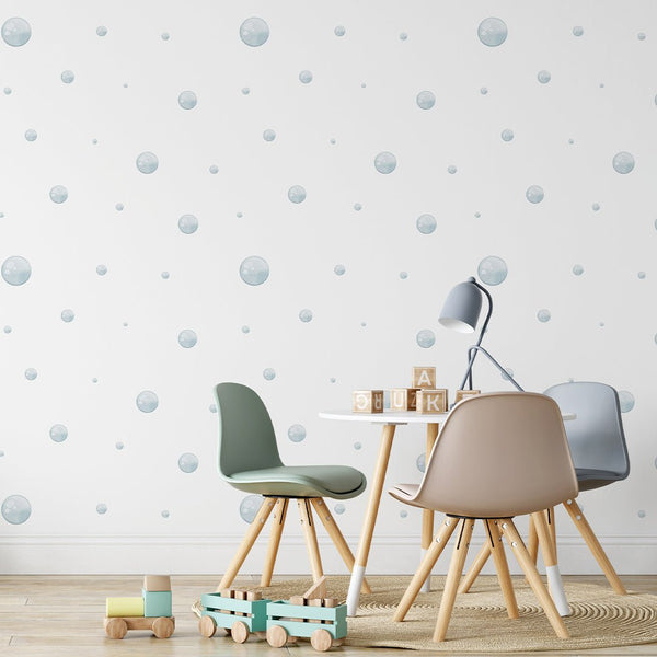 Blue Bubbles Wallpaper S087 - CostaCover - Peel and stick Removable Wallpaper - Abstract - abstract wall art - abstract wallpaper