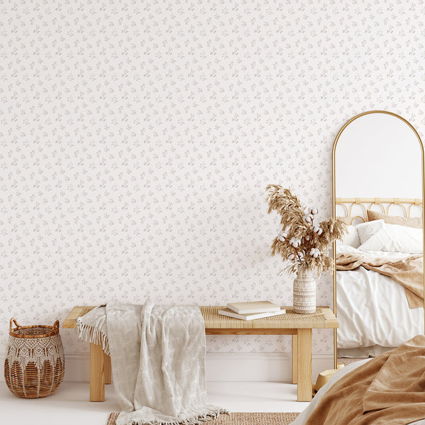 Neutral Farmhouse Floral Wallpaper CC369