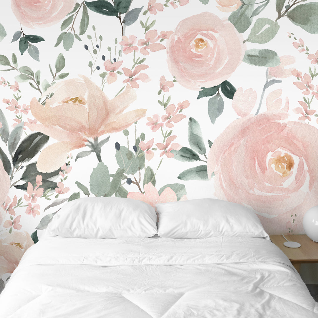 Soft Pink Roses Wall Mural WM013