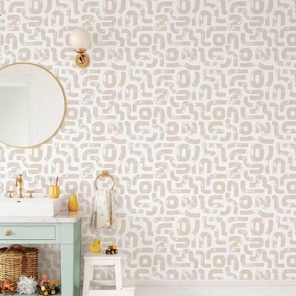 Boho Beige Lines Wallpaper CC289 - CostaCover - Peel and stick Removable Wallpaper - abstract lines - abstract wallpaper - accent wallpaper