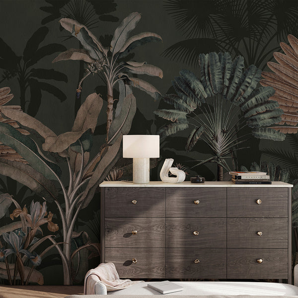 Dark Vintage Tropical Jungle Wall Mural AM183