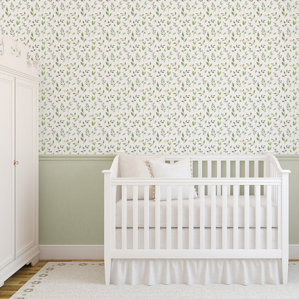 Green Botanical Nursery Wallpaper L136