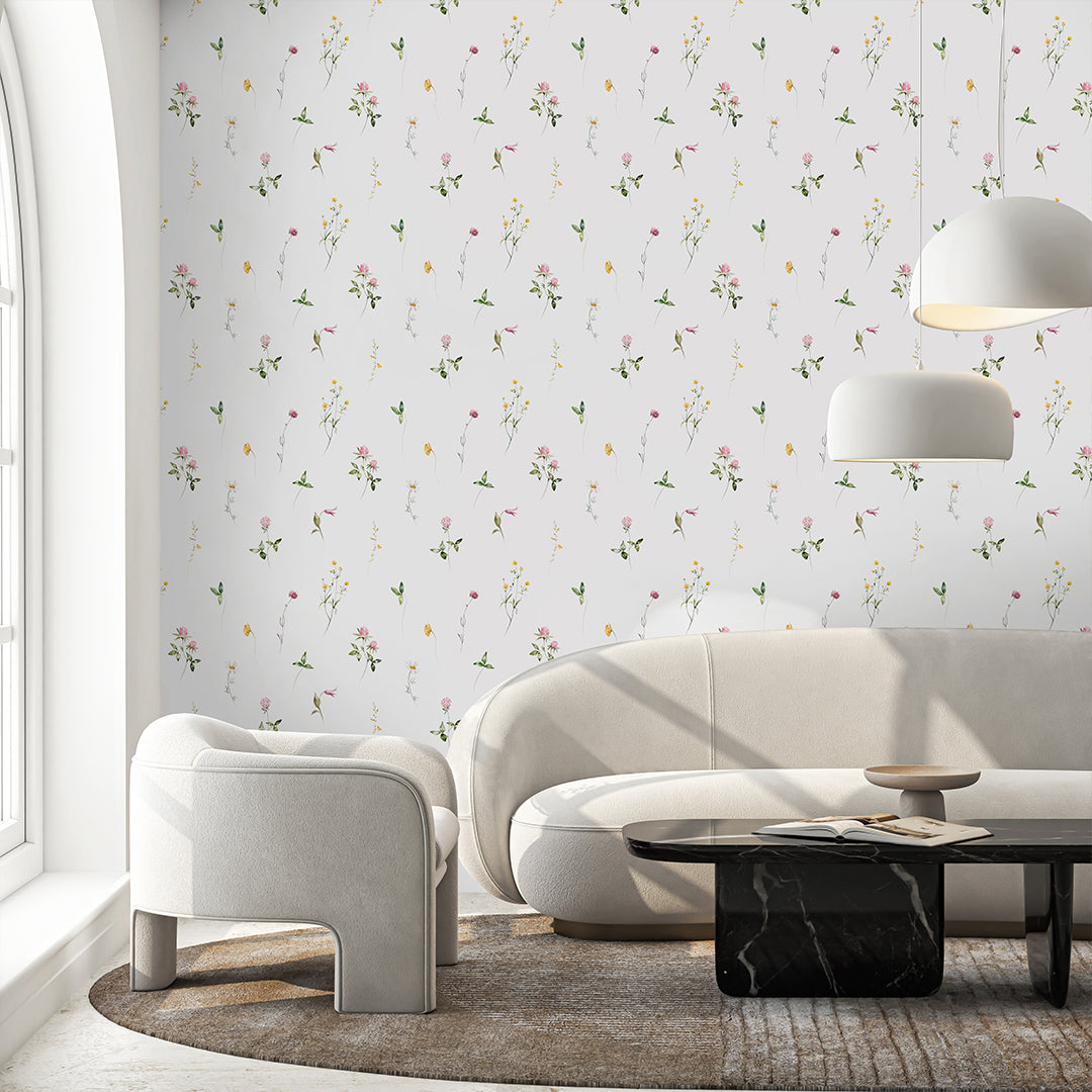 Colored Petite Wildflowers Wallpaper S068