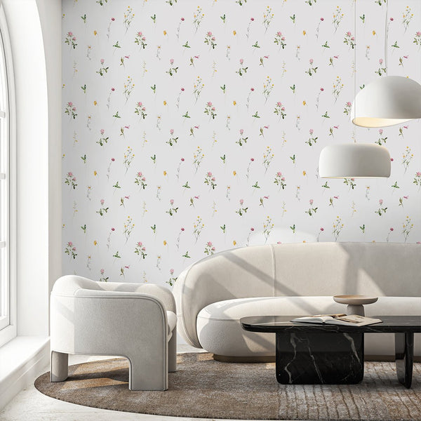 Colored Petite Wildflowers Wallpaper S068 - CostaCover - Peel and stick Removable Wallpaper - accent wallpaper - adhesive wallpaper - baby bedroom