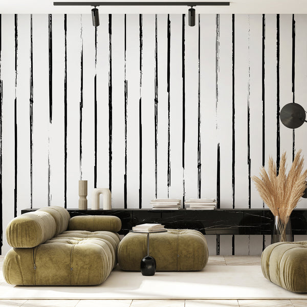 Black White Vertical Stripe Wall Mural AM194