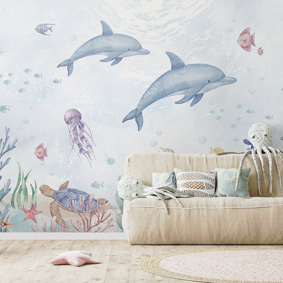 Blue Dolphins Wall Mural SM060
