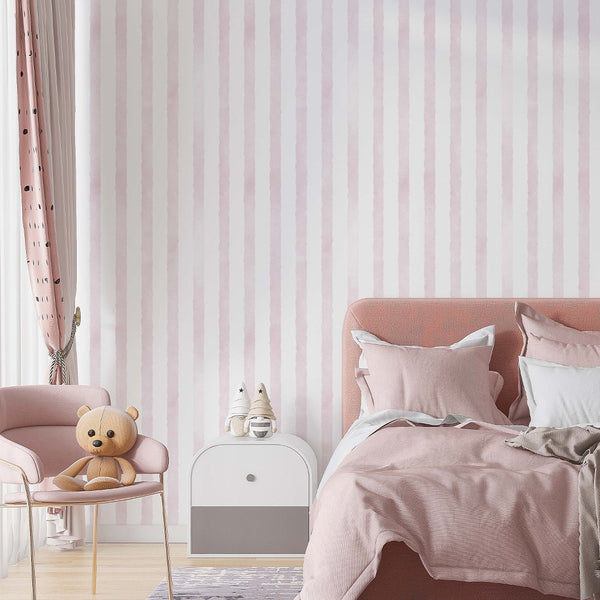 Pink Watercolor Stripes Wallpaper A058 - CostaCover-Peel and stick Removable Wallpaper-Abstract-abstract lines-abstract mural