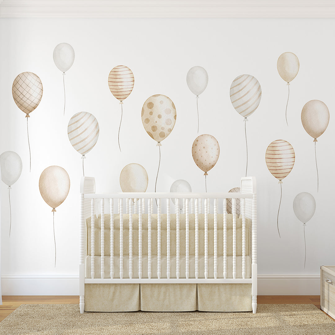 Beige Flying Balloons Wall Mural SM081