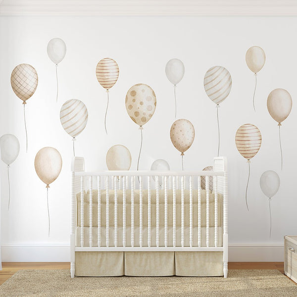 Beige Flying Balloons Wall Mural SM081 - CostaCover - Peel and stick Removable Wallpaper - Abstract - abstract wall art - abstract wallpaper