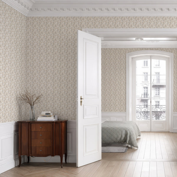 Beige Wildflowers Wallpaper L077