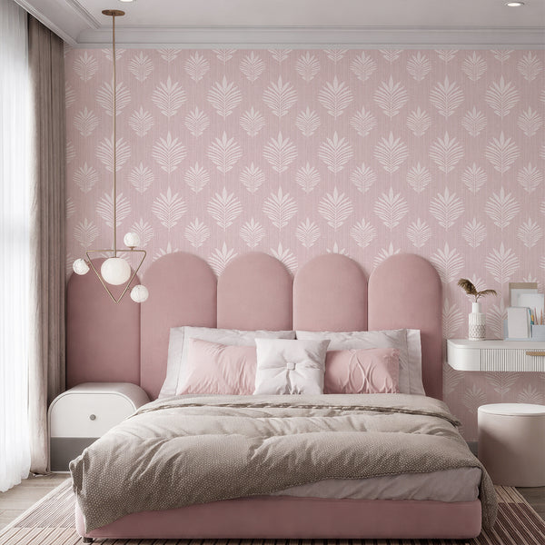 Blush Pink Leaf Wallpaper L031