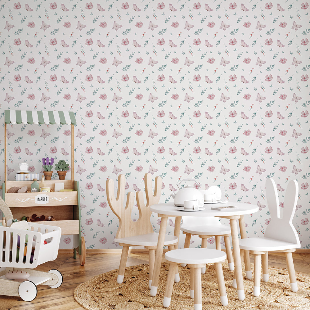 Tiny Floral Butterfly Wallpaper A051