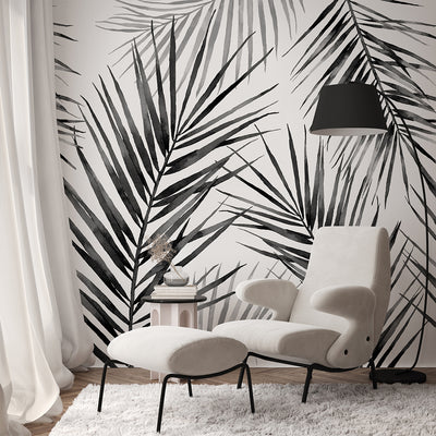 Black and White Palm Leaf Wall Mural WM123