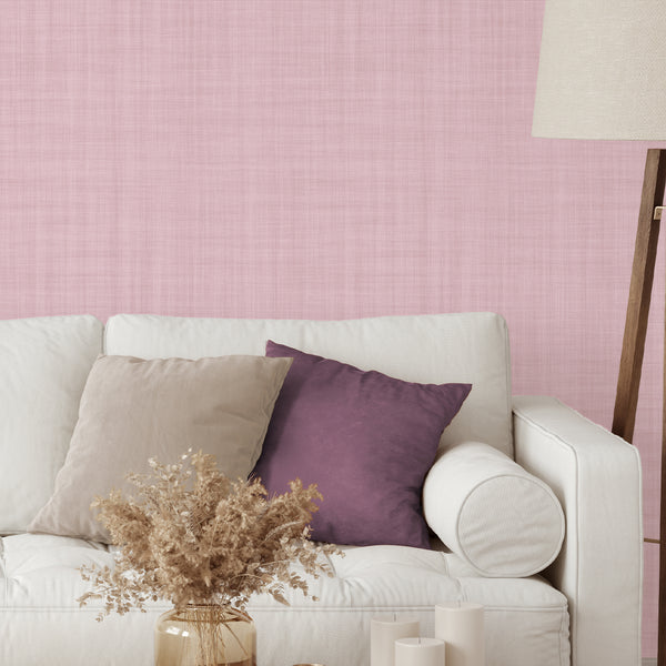 Blush Pink Linen Texture Wallpaper L045