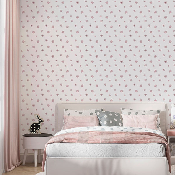 Pink Tiny Flowers Wallpaper A047 - CostaCover-Peel and stick Removable Wallpaper-abstract floral-accent wallpaper-adhesive wallpaper