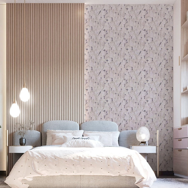Purple Lavender Flower Wallpaper S079 - CostaCover - Peel and stick Removable Wallpaper - accent wallpaper - adhesive wallpaper - bathroom wallpaper