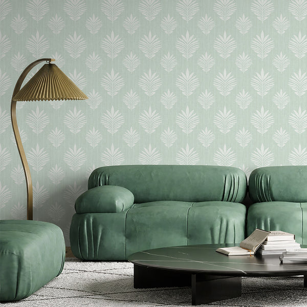 Mint Green Leaf Wallpaper L032