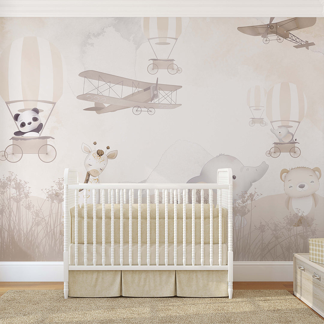 Cartoon Animal Air Balloon Wall Mural SM002