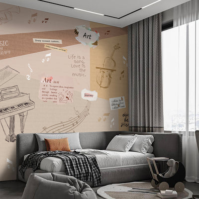 Beige Music Collage Wall Mural SM105
