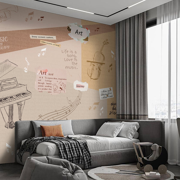 Beige Music Collage Wall Mural SM105