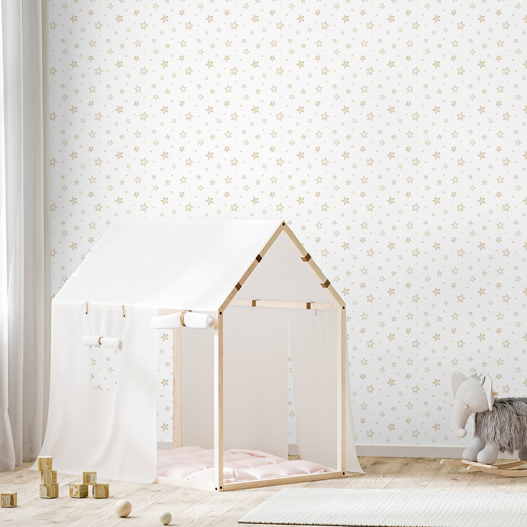 Beige Tiny Stars Wallpaper A045
