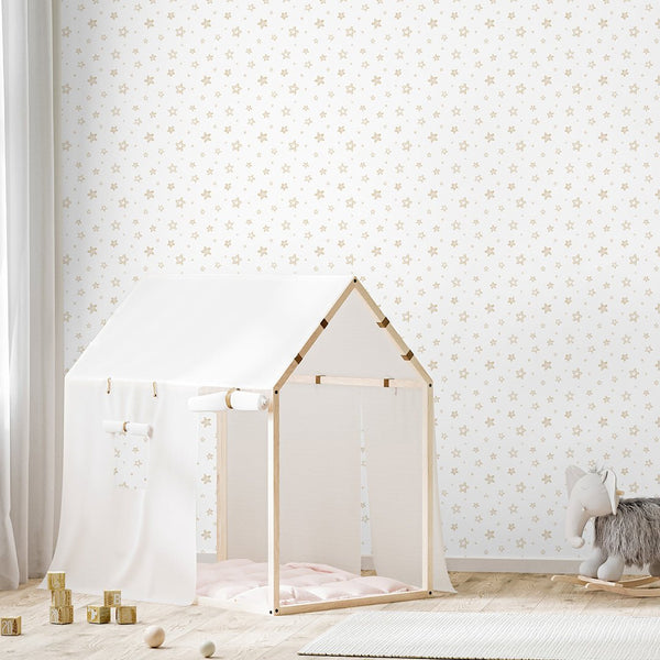 Beige Tiny Stars Wallpaper A045 - CostaCover-Peel and stick Removable Wallpaper-accent wallpaper-adhesive wallpaper-baby bedroom