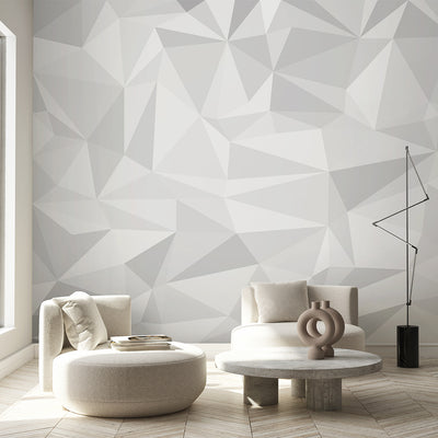 White & Gray Geometric Wall Mural CCM165