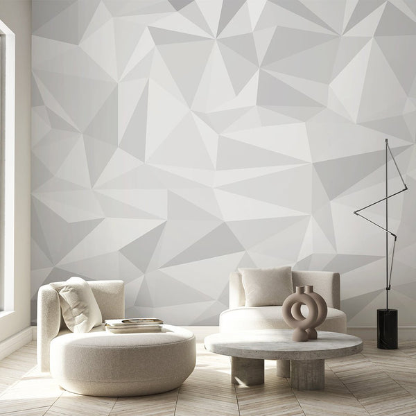 White & Gray Geometric Wall Mural CCM165 - CostaCover - Peel and stick Removable Wallpaper - Abstract - abstract lines - abstract mural