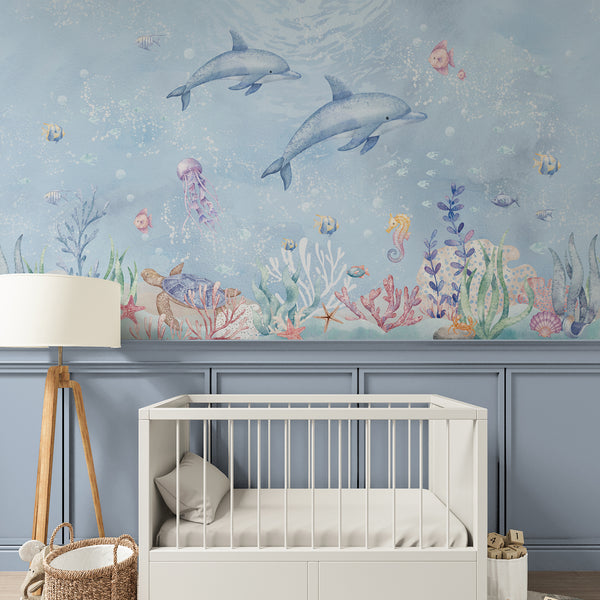 Blue Dolphins Wall Mural SM060