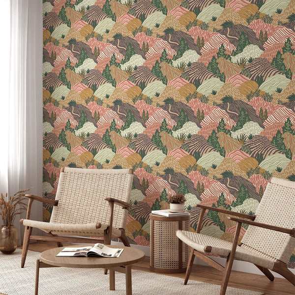 Colored Landscape Wallpaper CC352 - CostaCover - Peel and stick Removable Wallpaper - Abstract - abstract floral - abstract forest