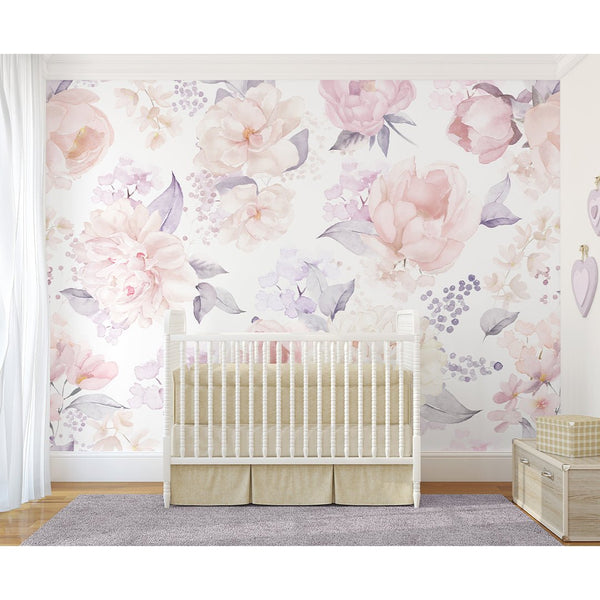 Pastel Flowers Bouquet Wall Mural SM025 - CostaCover - Peel and stick Removable Wallpaper - accent wallpaper - adhesive wallpaper - baby bedroom