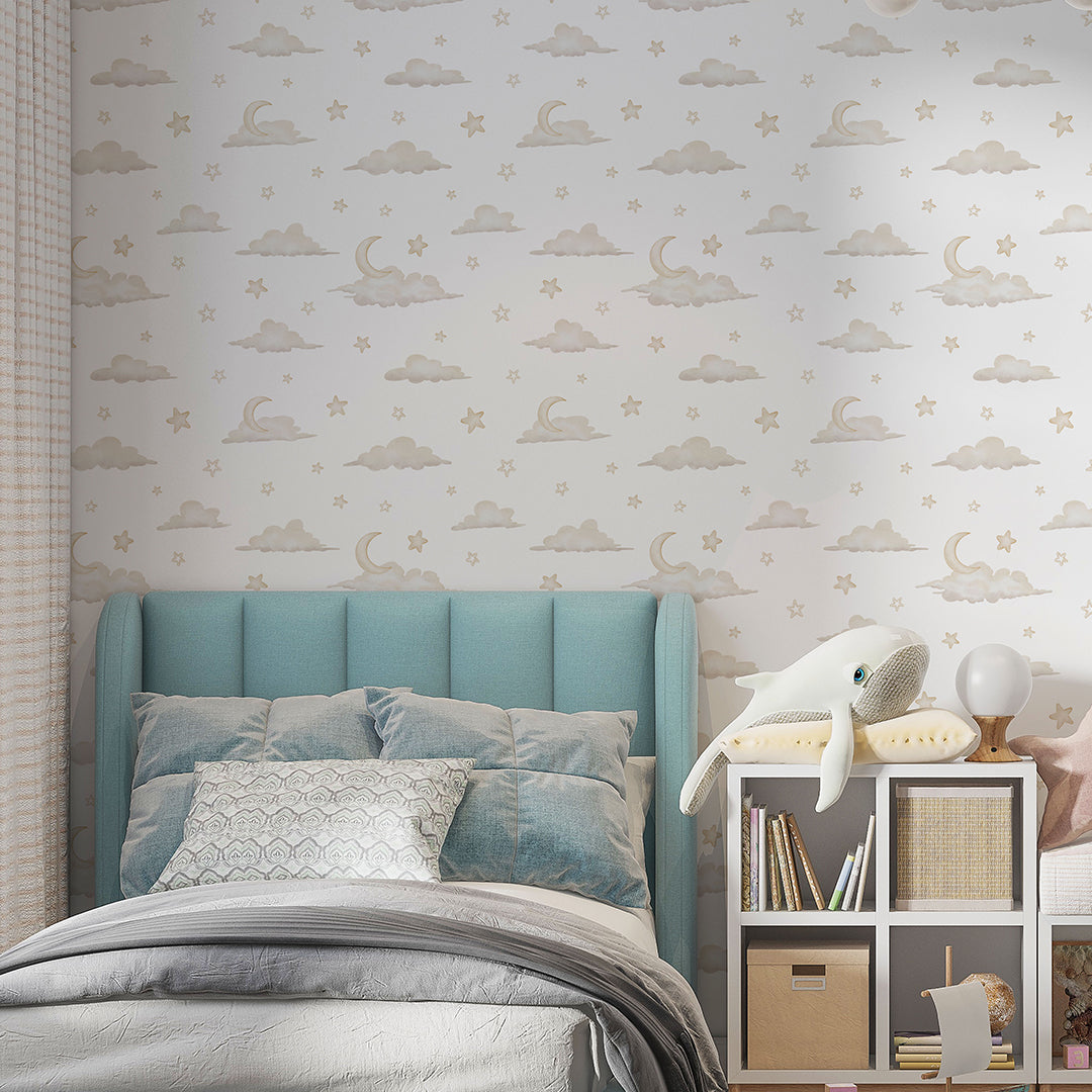 Tiny Clouds & Moon Wallpaper A055