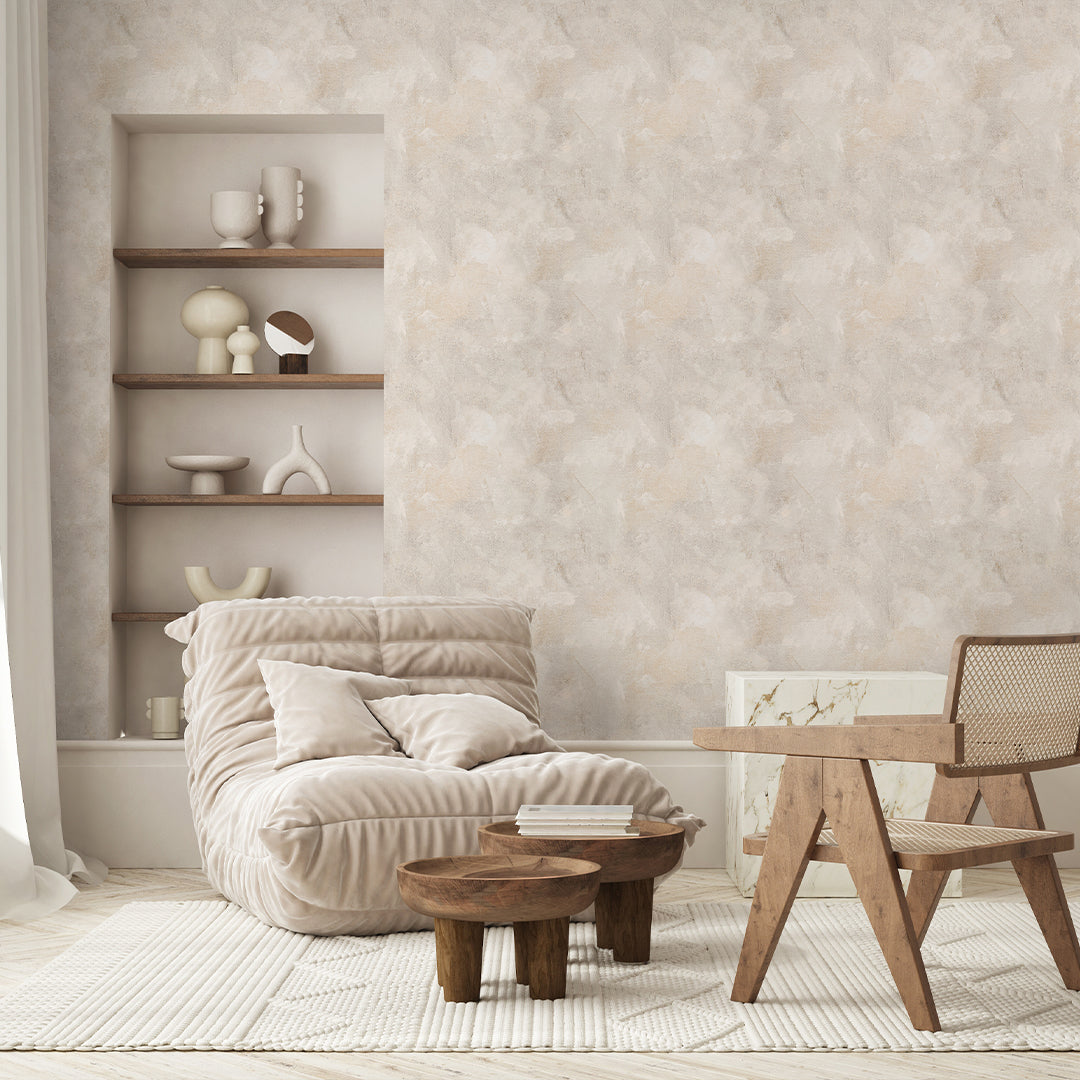 Beige Limewash Wallpaper A034