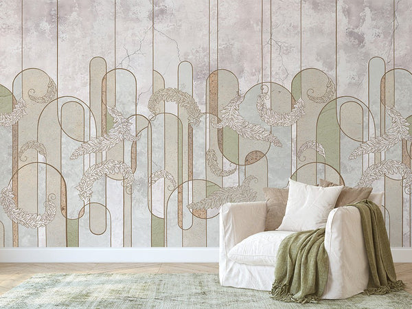 Pastel Green Concrete Wall Mural CCM140 - CostaCover - Peel and stick Removable Wallpaper - abstract wallpaper - accent wallpaper - adhesive wallpaper