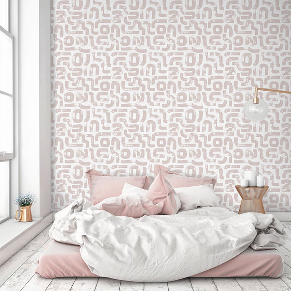 Blush Pink Lines Wallpaper CC290 - CostaCover - Peel and stick Removable Wallpaper - Abstract - Abstract Labyrinth Lines - abstract lines