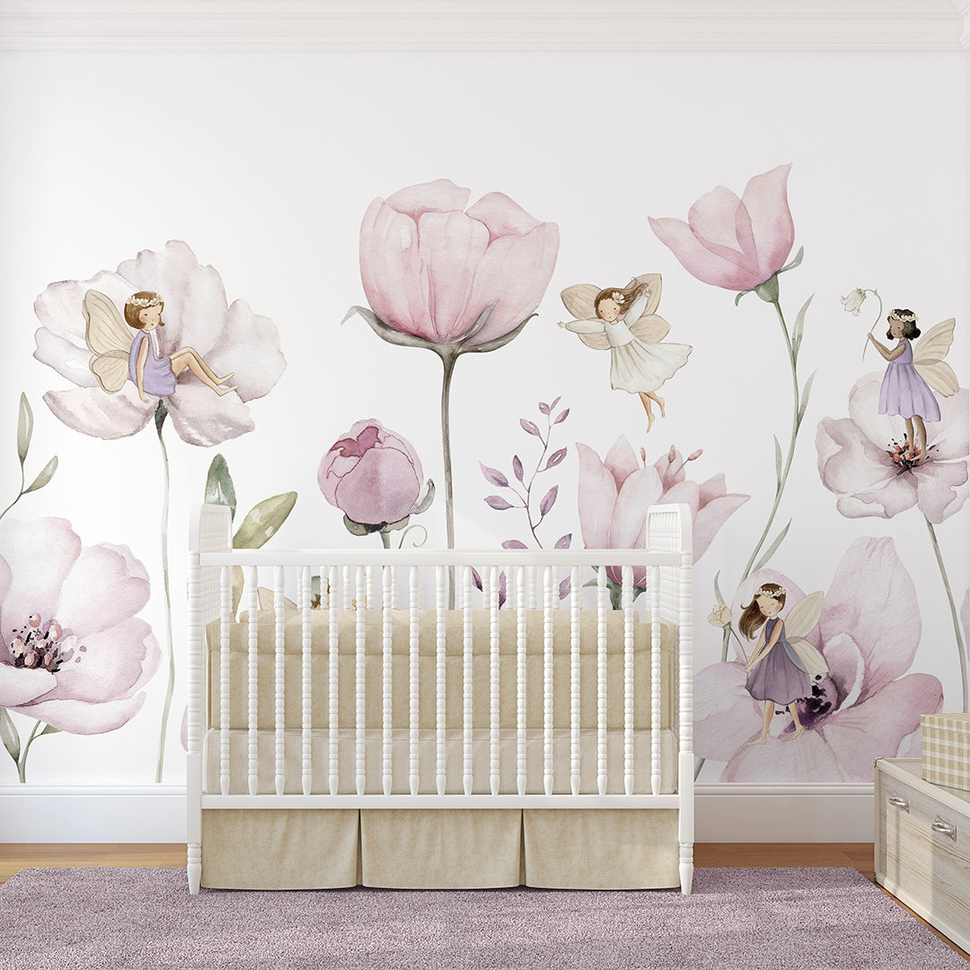 Pink Flower Fairy Wall Mural SM049