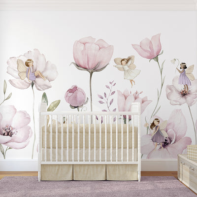 Pink Flower Fairy Wall Mural SM049