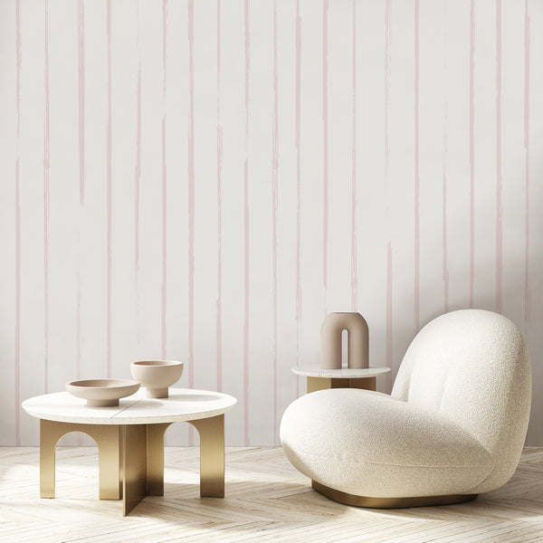 Blush Pink Vertical Stripe Wall Mural AM195