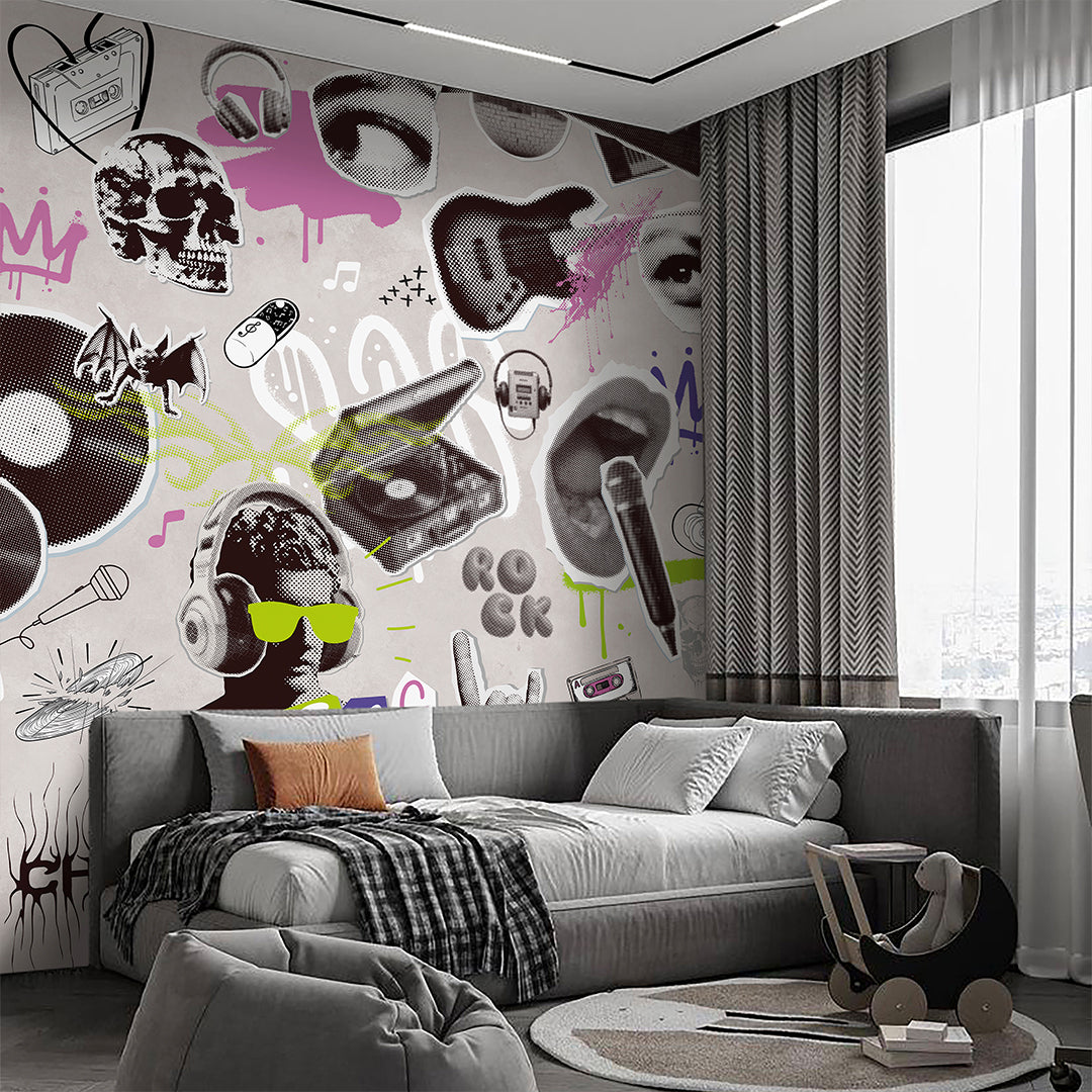 Rock Music Collage Wall Mural SM106