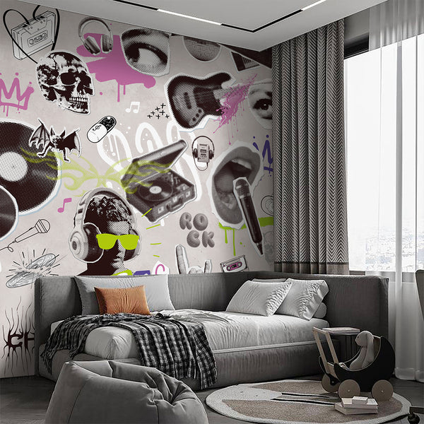 Rock Music Collage Wall Mural SM106