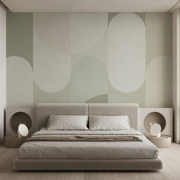 Abstract Beige Green Arches Wall Mural AM066 - CostaCover - Peel and stick Removable Wallpaper - about walls - Abstract - Abstract Arch