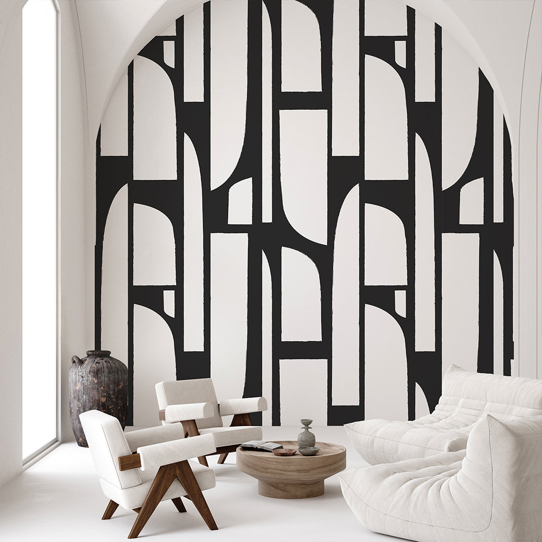 Black & White Geometric Shapes Wall Mural CCM160