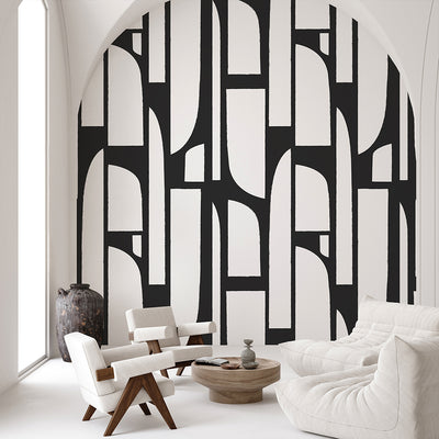 Black & White Geometric Shapes Wall Mural CCM160