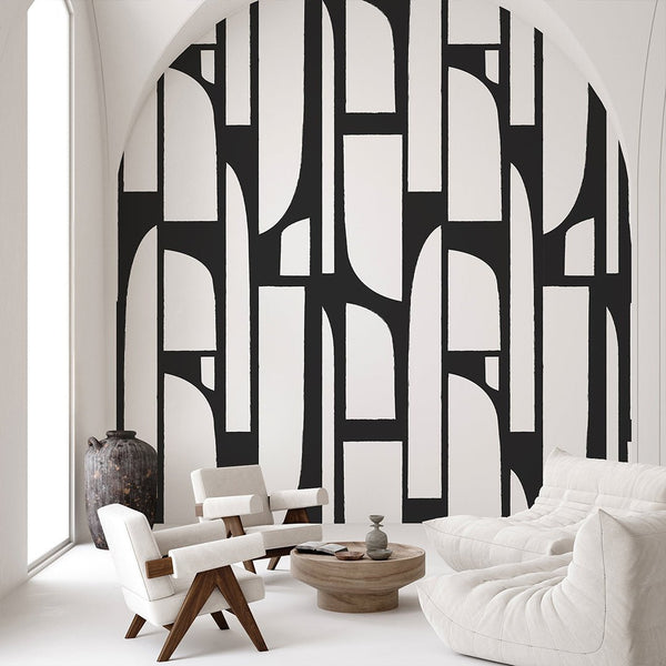 Black & White Geometric Shapes Wall Mural CCM160 - CostaCover - Peel and stick Removable Wallpaper - Abstract - abstract mural - abstract wall art