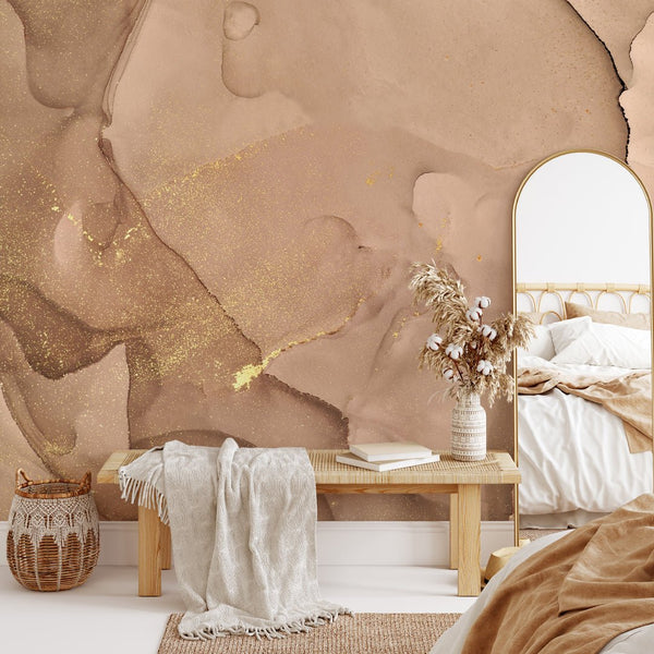 Brown Beige Watercolor Ink Wall Mural CCM130 - CostaCover - Peel and stick Removable Wallpaper - abstract wallpaper - accent wallpaper - adhesive wallpaper