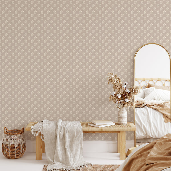Taupe Vintage Floral Wallpaper CC372